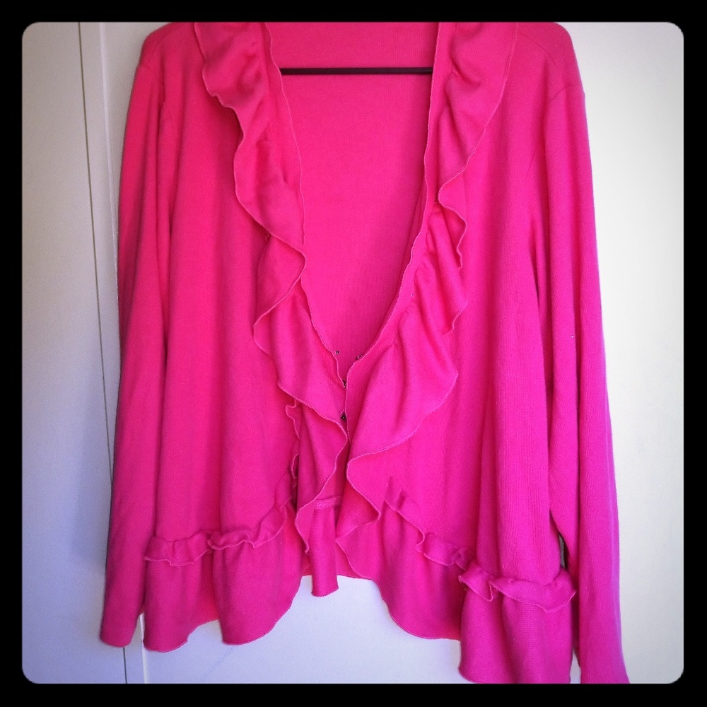 Ruffled sweater cardigan 2xl